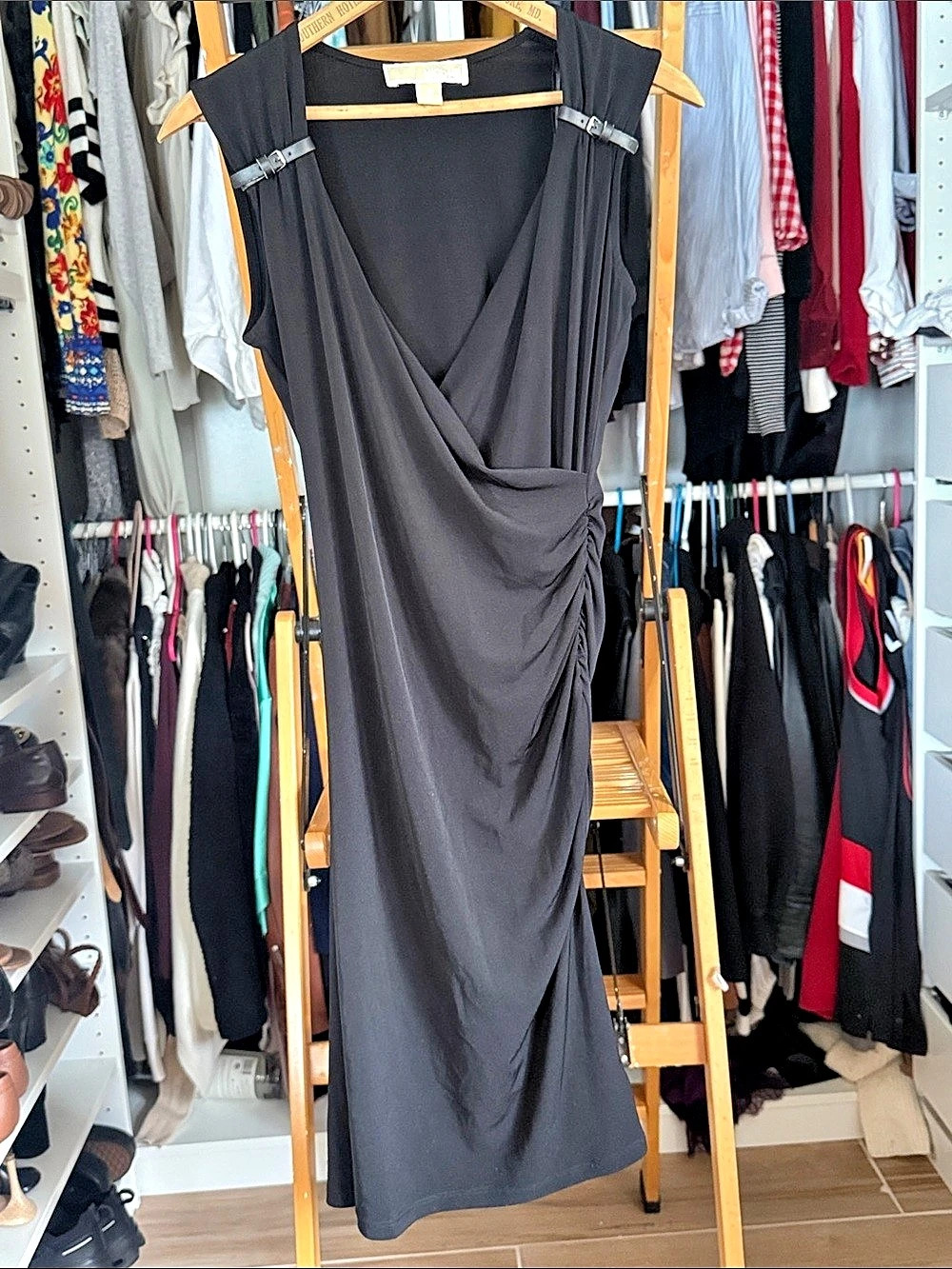 Michael Kors Ruched Maxi Dress in Black Size XS Like New